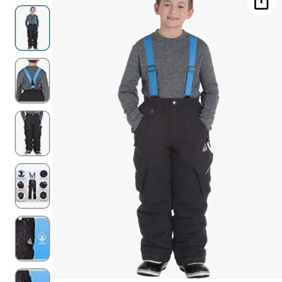 Gerry Boys' Size Large 14/16 Performance Snow Pants Removable Suspenders Slate - Picture 1 of 9